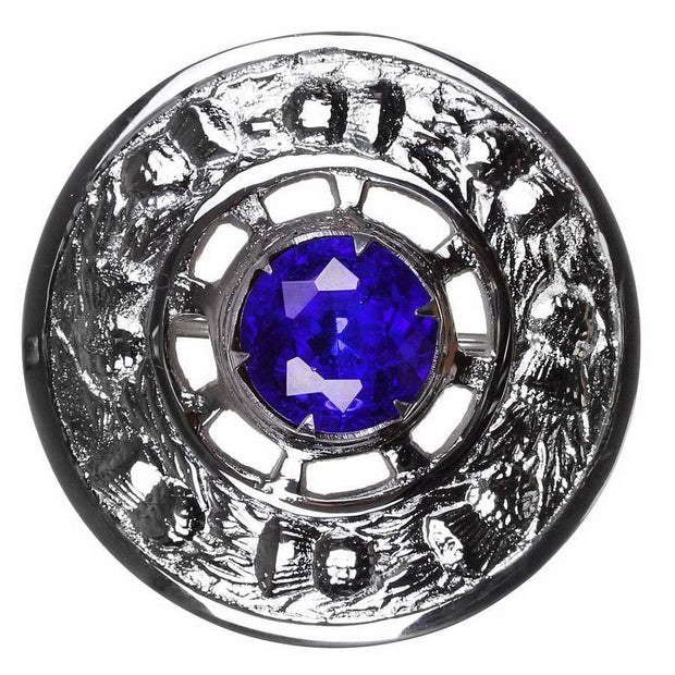 Rintaneula – ohdakekuvio ja sininen kivi, kromipinta