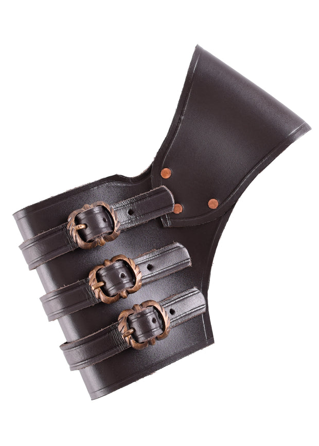 Säädettävä miekanpidike kolmella soljella, ruskeaa pehmeää nahkaa